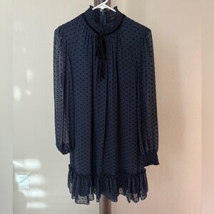 Alex Marie Blue Babydoll Dress with Bishop Sleeves